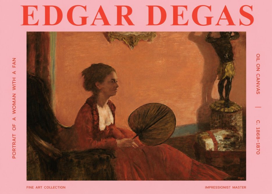 Edgar Degas Portrait of a Woman with a Fan No3 - Juliste