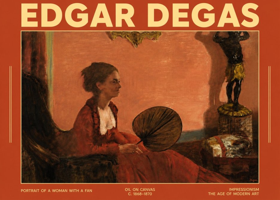 Edgar Degas Portrait of a Woman with a Fan No4 - Juliste