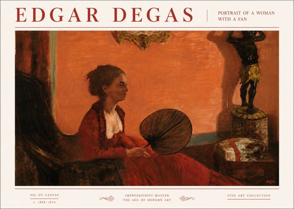 Edgar Degas Portrait of a Woman with a Fan No6 - Juliste