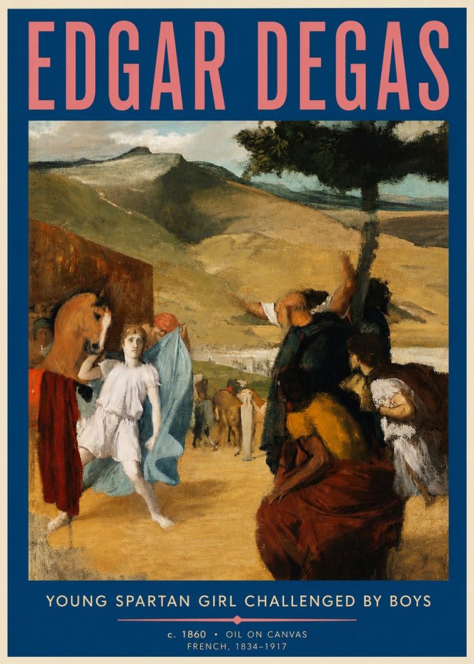 Edgar Degas Young Spartan Girl Challenged by Boys No6 - Juliste