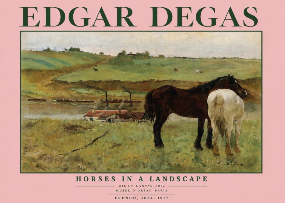 Edgar Degas Horses in a Landscape No5 - Juliste