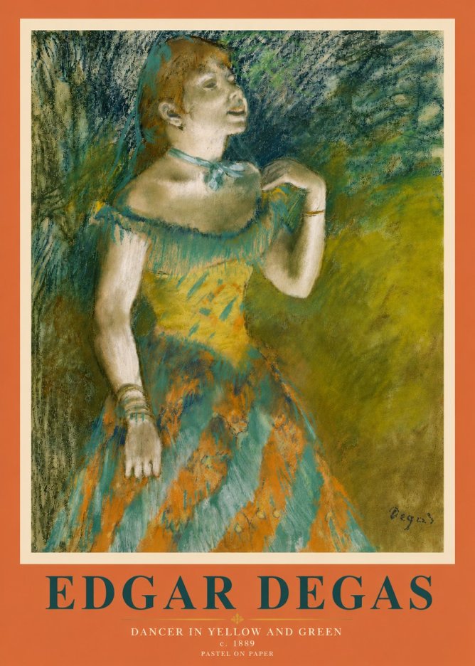 Edgar Degas Dancer in Yellow and Green No3 - Juliste