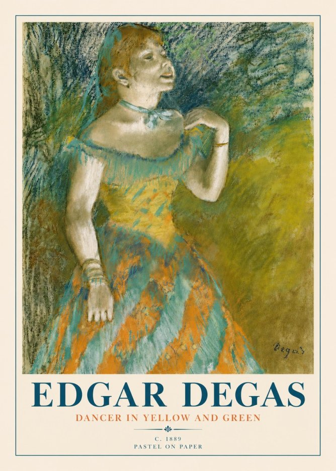 Edgar Degas Dancer in Yellow and Green No4 - Juliste