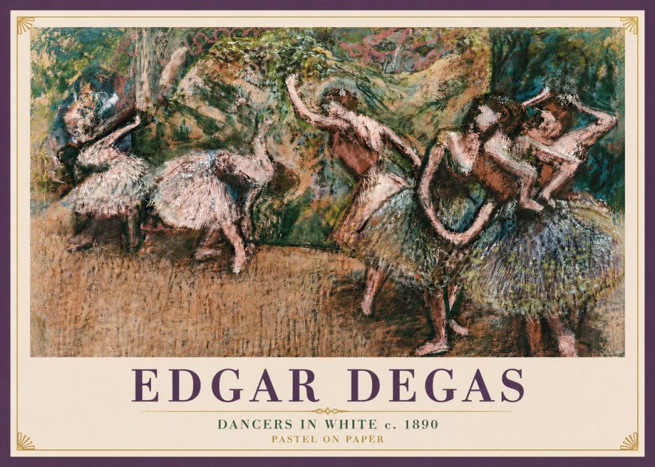 Edgar Degas Dancers in White C. 1890 No6 - Juliste