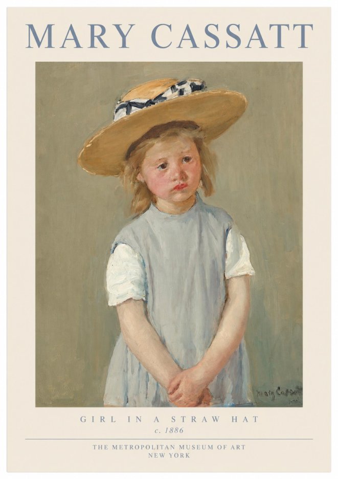 Mary Cassatt Girl in a Straw Hat No1 - Juliste
