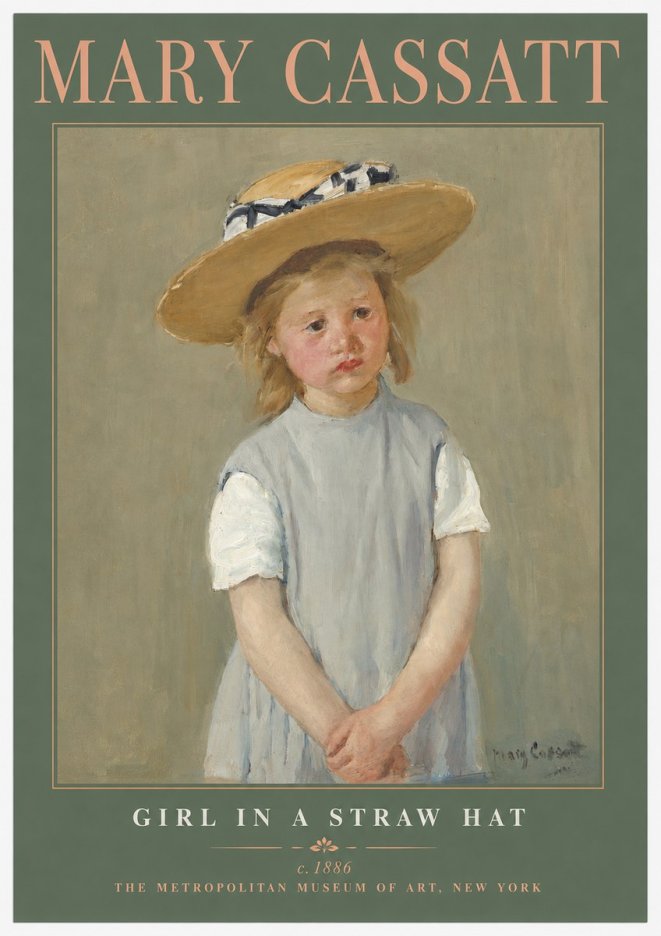 Mary Cassatt Girl in a Straw Hat No2 - Juliste