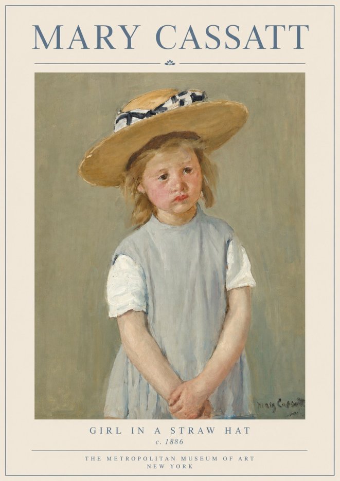 Mary Cassatt Girl in a Straw Hat No3 - Juliste