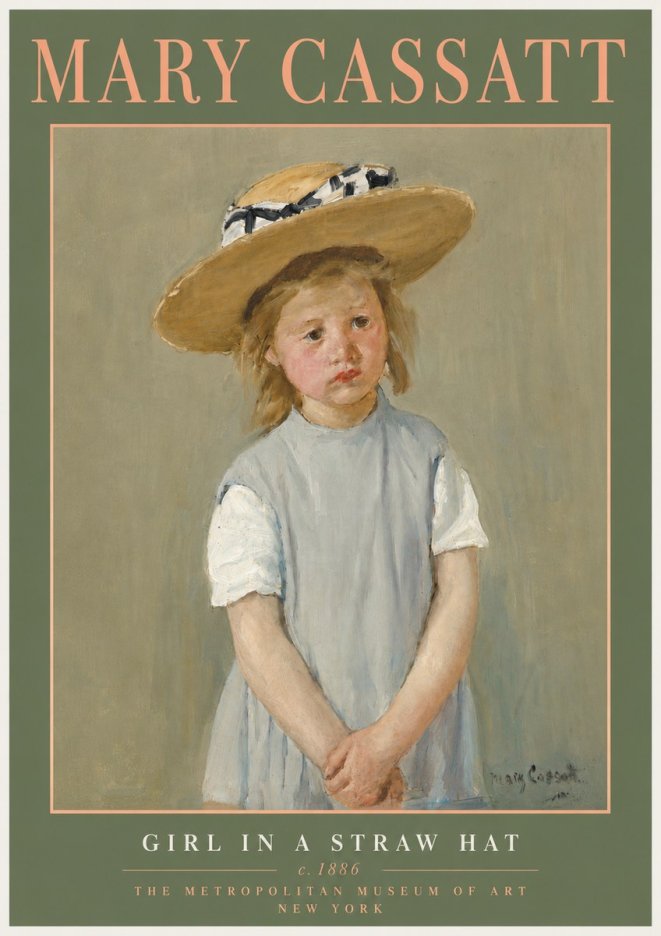 Mary Cassatt Girl in a Straw Hat No5 - Juliste