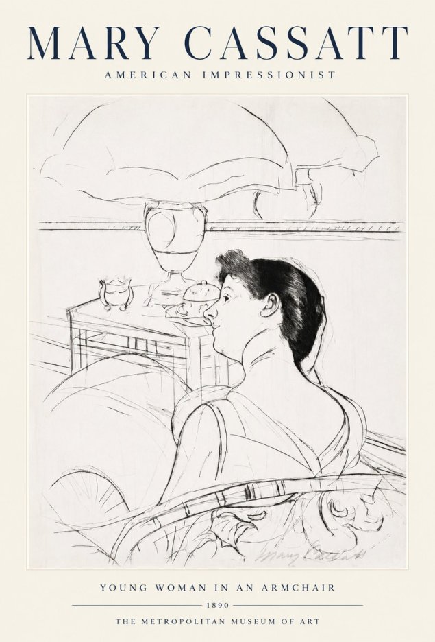 Mary Cassatt Young Woman in an Armchair No1 - Juliste