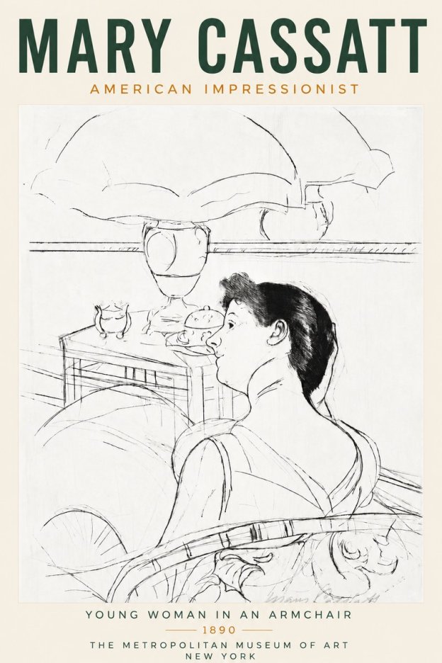 Mary Cassatt Young Woman in an Armchair No3 - Juliste