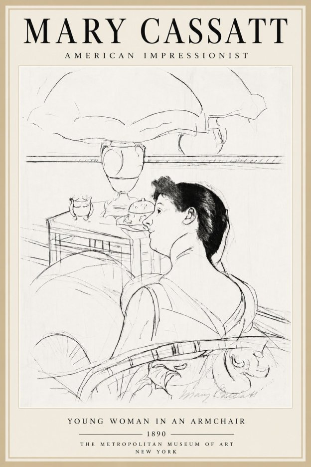 Mary Cassatt Young Woman in an Armchair No5 - Juliste