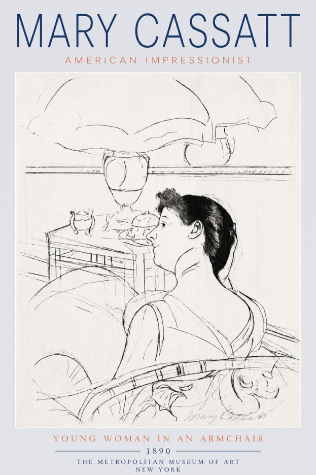 Mary Cassatt Young Woman in an Armchair No6 - Juliste