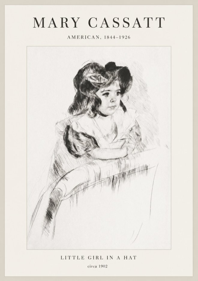 Mary Cassatt Little Girl in a Hat No1 - Juliste