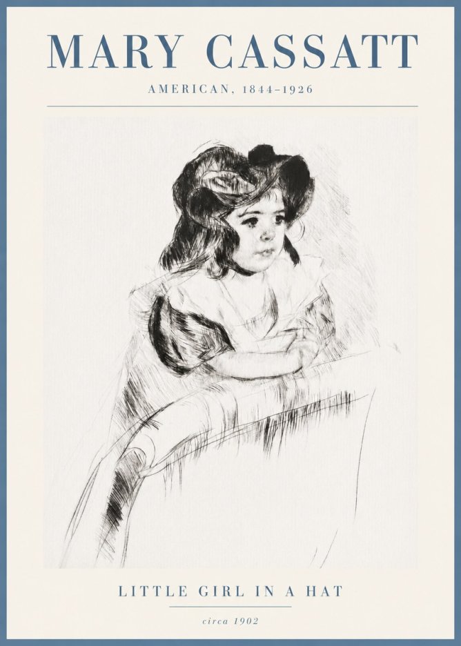 Mary Cassatt Little Girl in a Hat No3 - Juliste