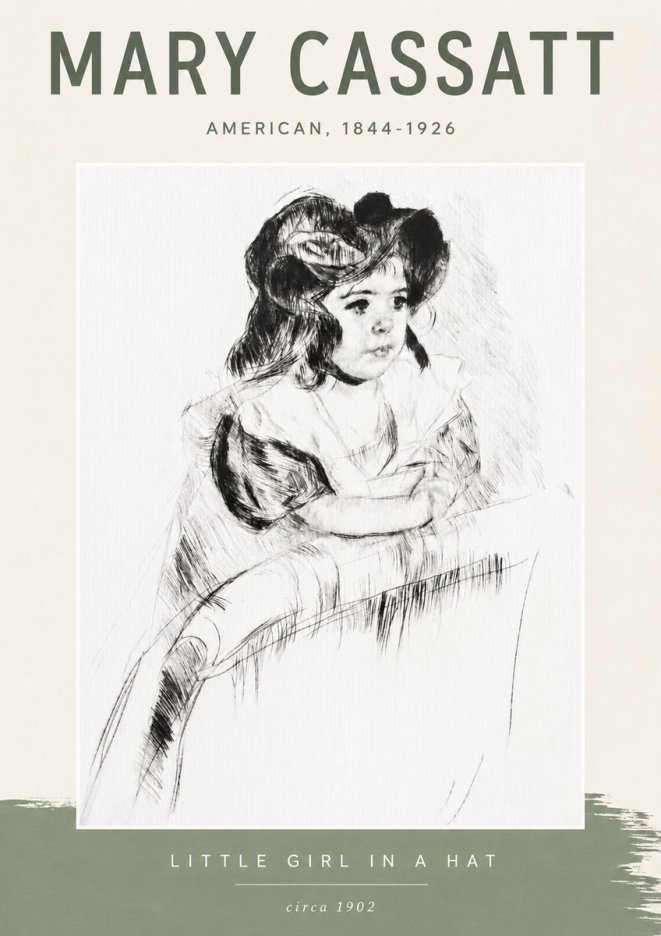 Mary Cassatt Little Girl in a Hat No6 - Juliste