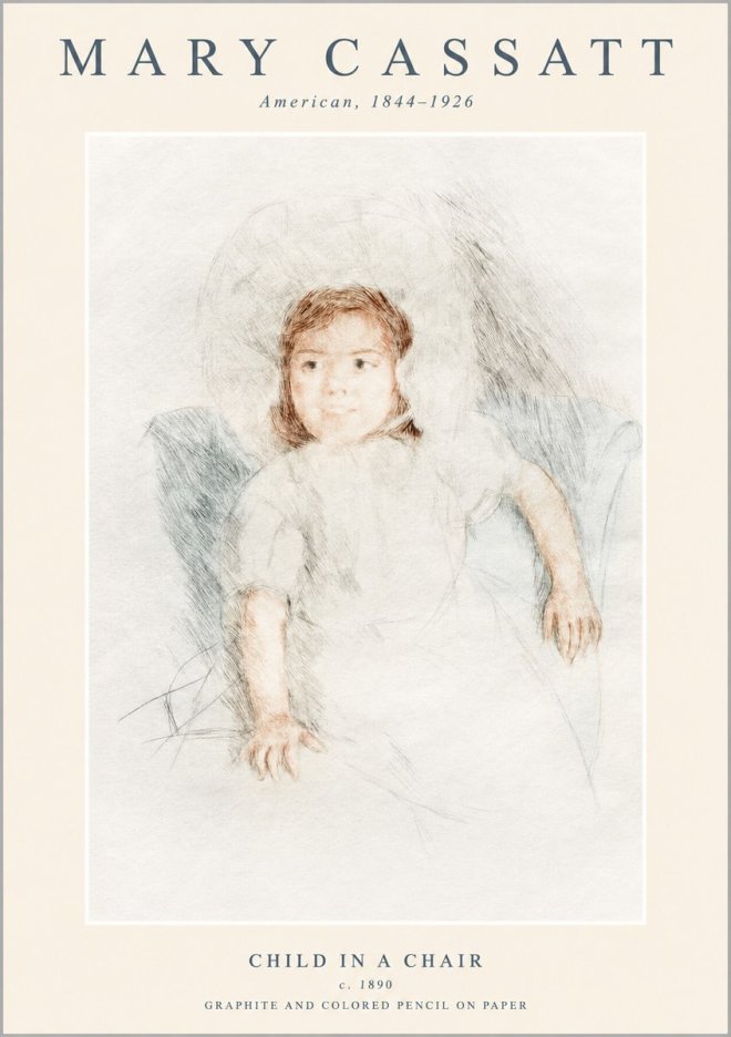 Mary Cassatt Child in a Chair No1 - Juliste