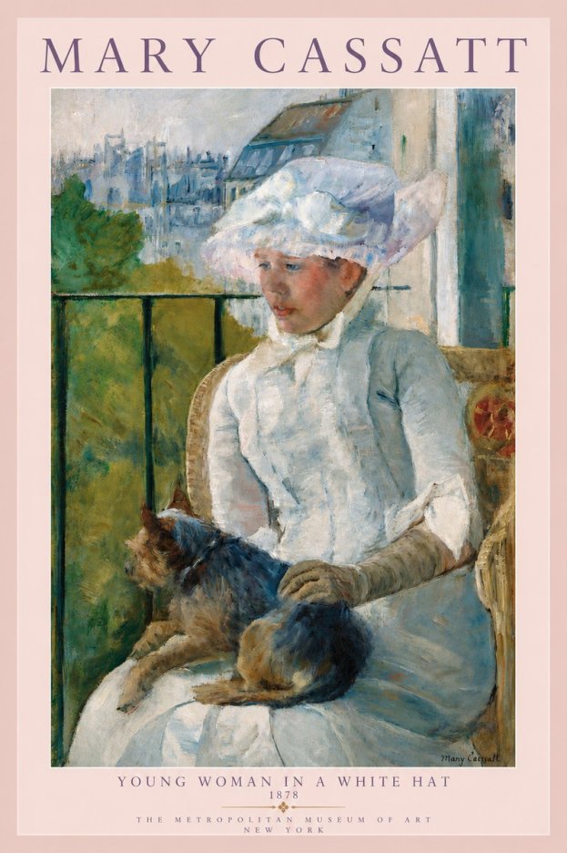 Mary Cassatt Young Woman in a White Hat No3 - Juliste