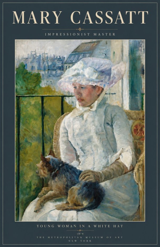 Mary Cassatt Young Woman in a White Hat No4 - Juliste