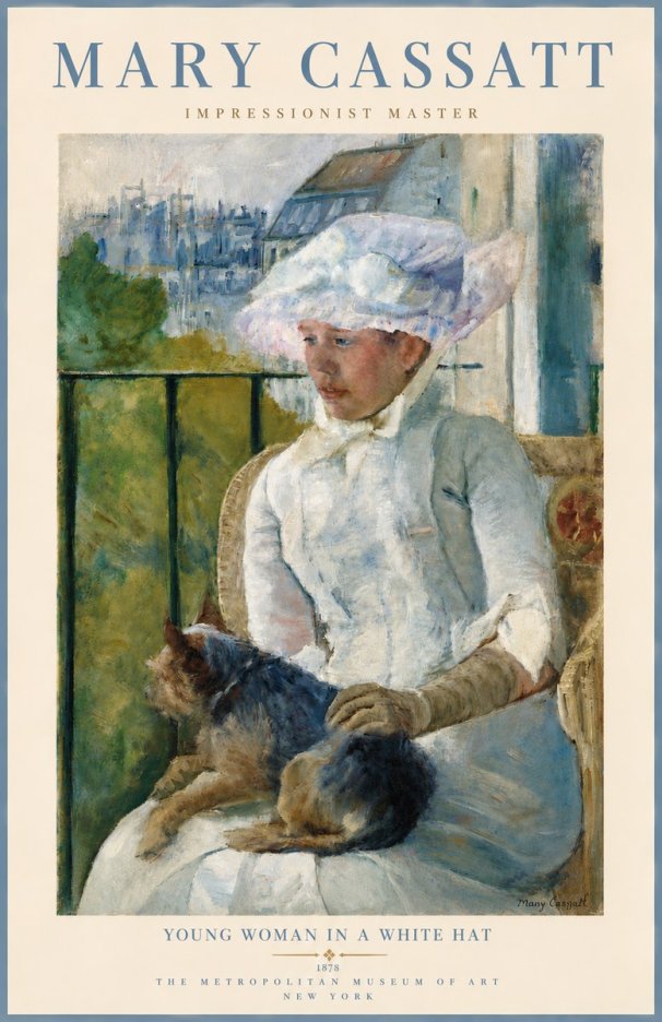 Mary Cassatt Young Woman in a White Hat No5 - Juliste