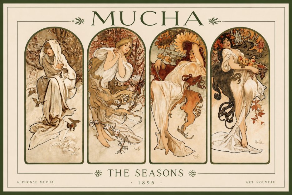 Mucha The Seasons No3 - Juliste