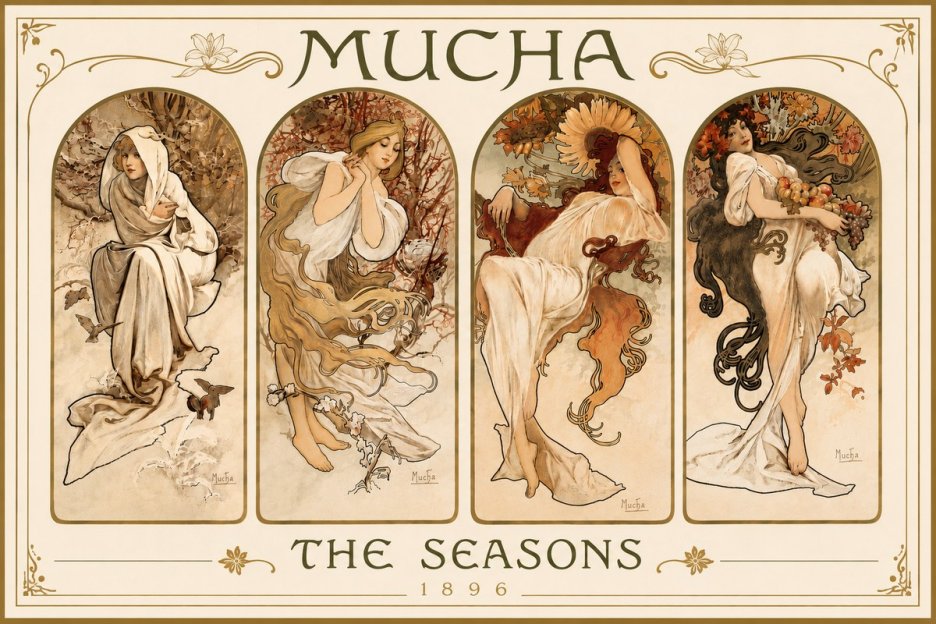 Mucha The Seasons No6 - Juliste