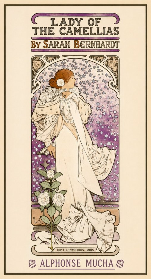 Mucha Lady of the Camellias No1 - Juliste