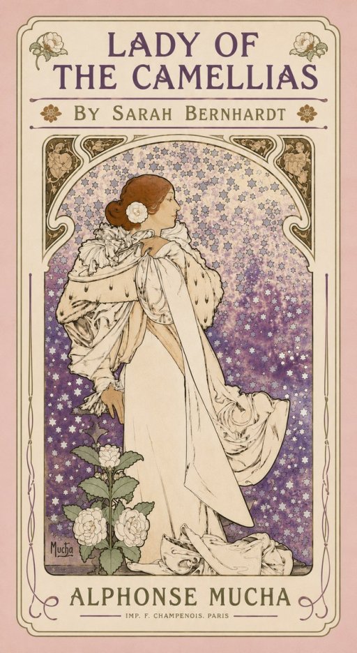 Mucha Lady of the Camellias No4 - Juliste
