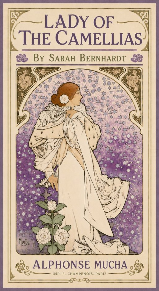 Mucha Lady of the Camellias No6 - Juliste
