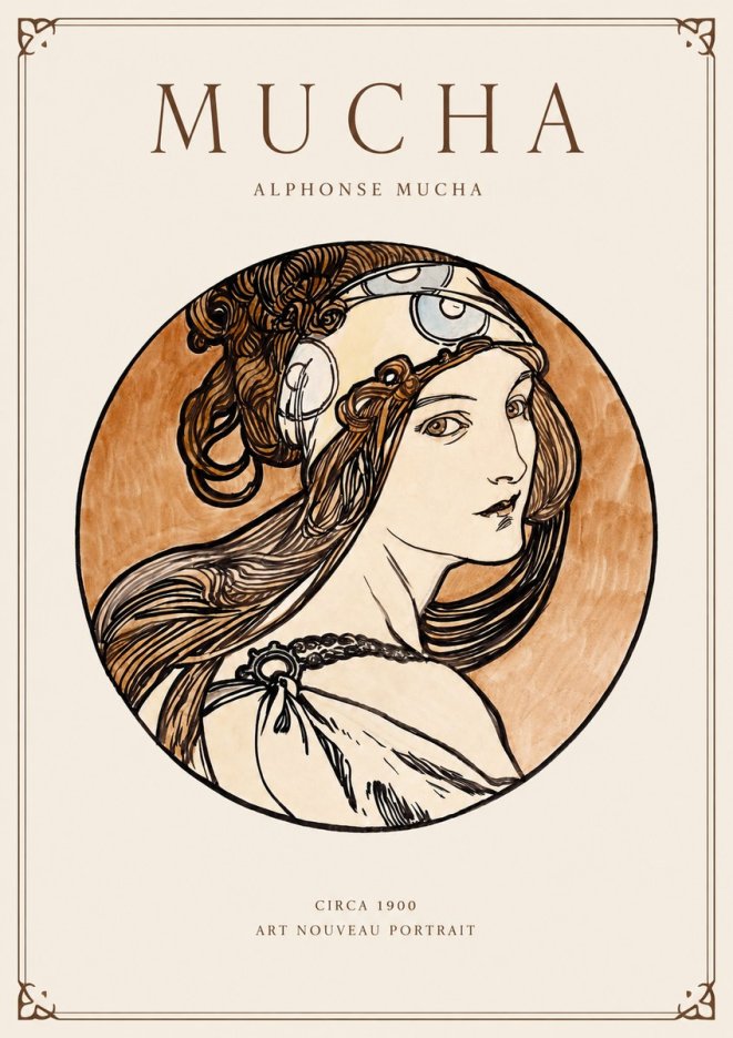 Mucha Art Nouveau Portrait I No1 - Juliste