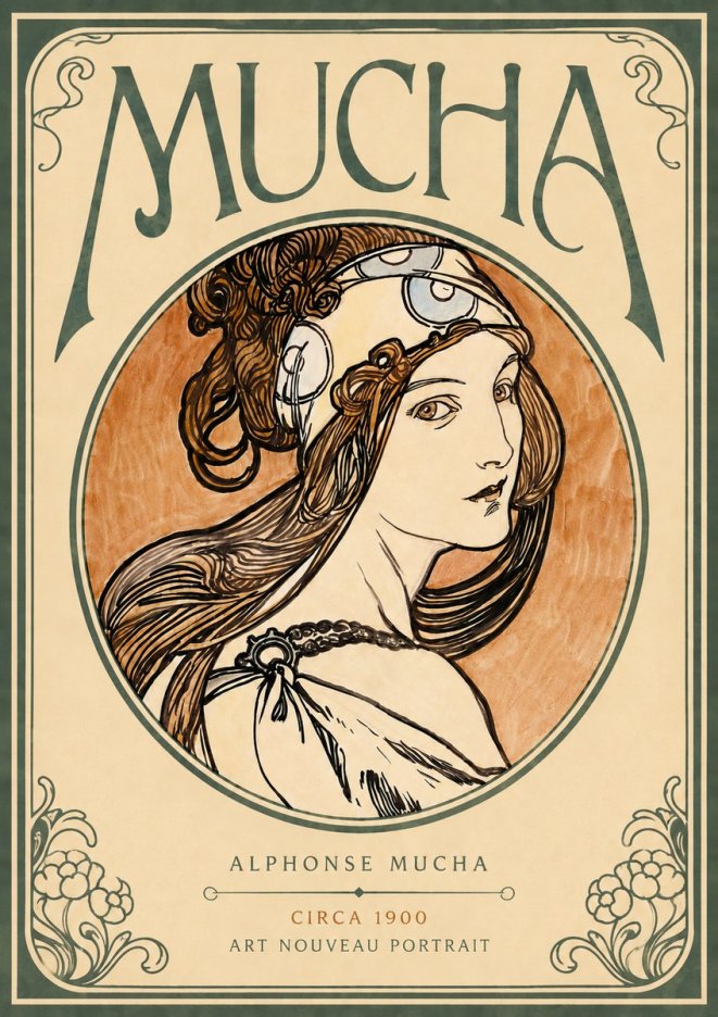Mucha Art Nouveau Portrait I No4 - Juliste