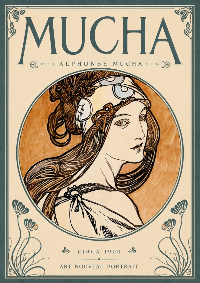Mucha Art Nouveau Portrait I No5 - Juliste