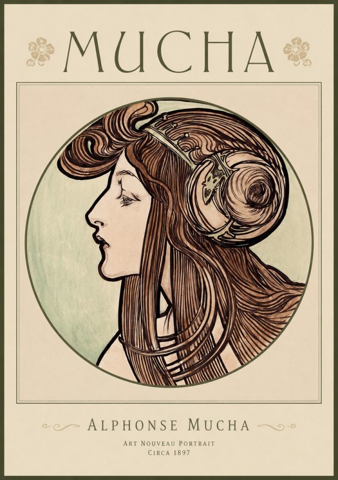 Mucha Art Nouveau Portrait II No1 - Juliste