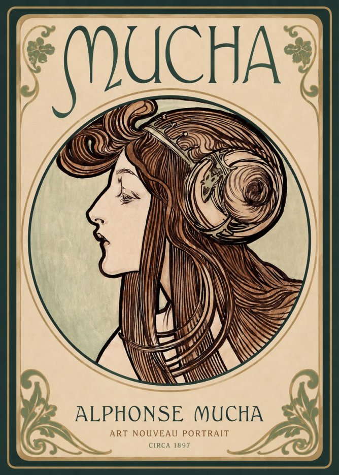 Mucha Art Nouveau Portrait II No2 - Juliste