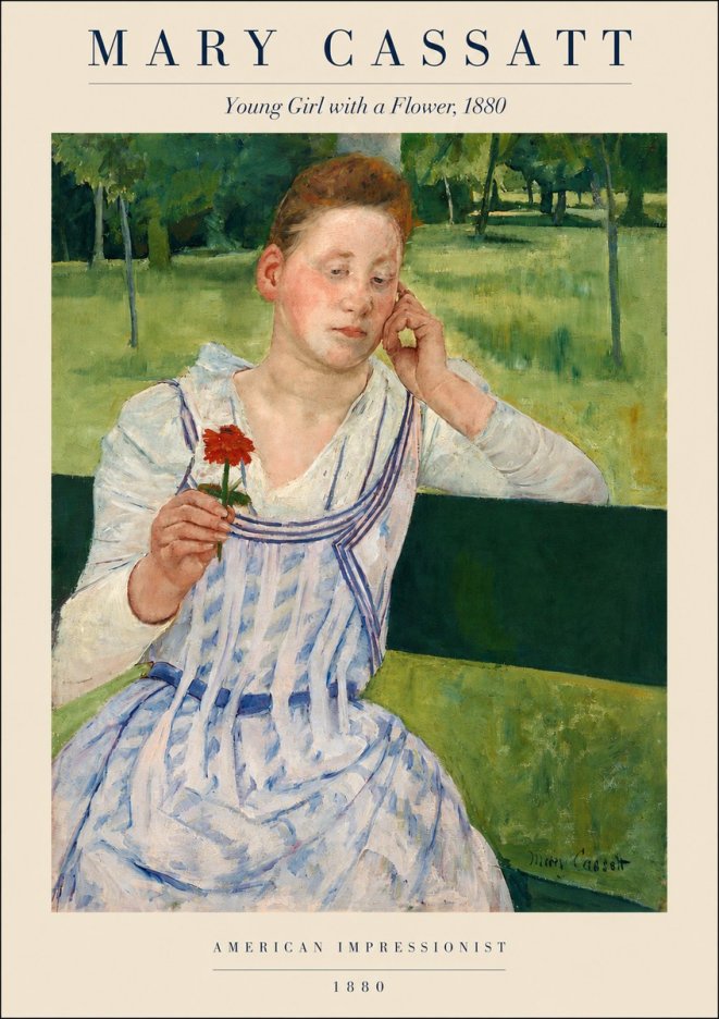 Mary Cassatt Young Girl with a Flower No3 - Juliste