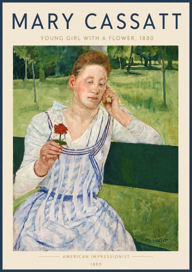 Mary Cassatt Young Girl with a Flower No6 - Juliste