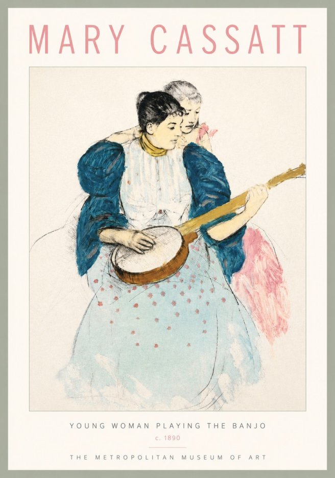 Mary Cassatt Young Woman Playing the Banjo No5 - Juliste