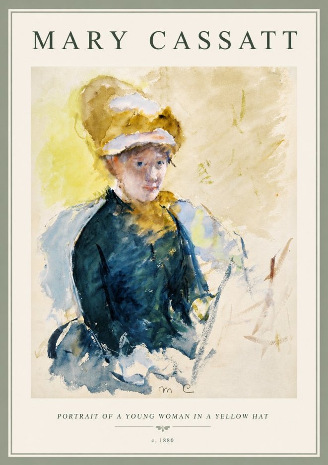 Mary Cassatt Portrait of a Young Woman in a Yellow Hat No6 - Juliste
