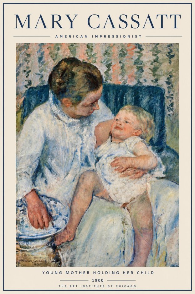 Mary Cassatt Young Mother Holding Her Child No3 - Juliste