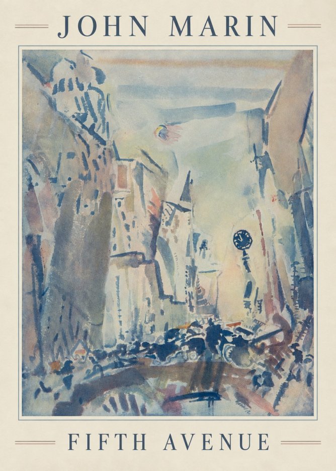 John Marin Fifth Avenue – as It Looks to a Leader of the Post-impressionists No4 - Juliste