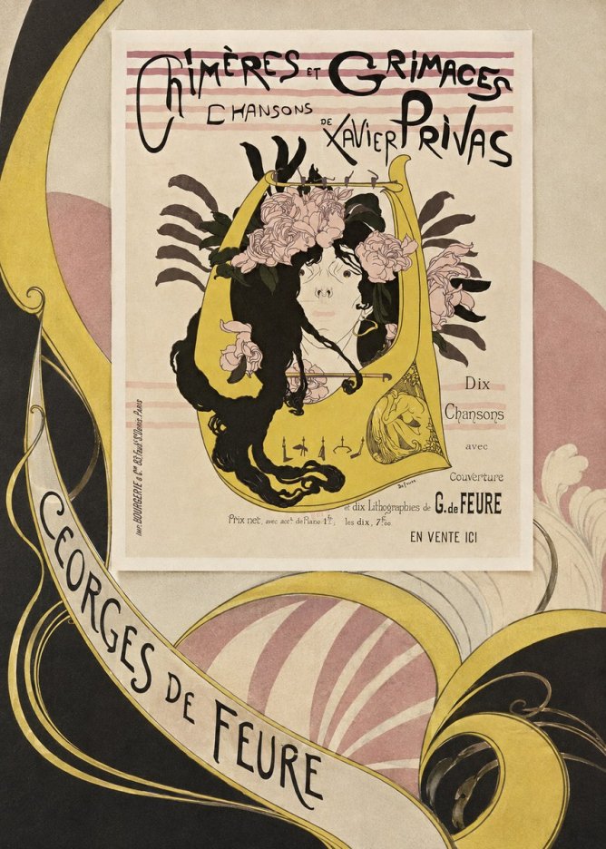 Georges de Feure Chimères Et Grimaces Chansons De Xavier Privas No4 - Juliste