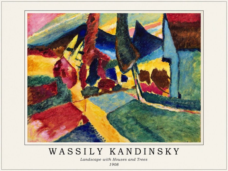 Kandinsky Landscape with Houses and Trees No1 - Juliste