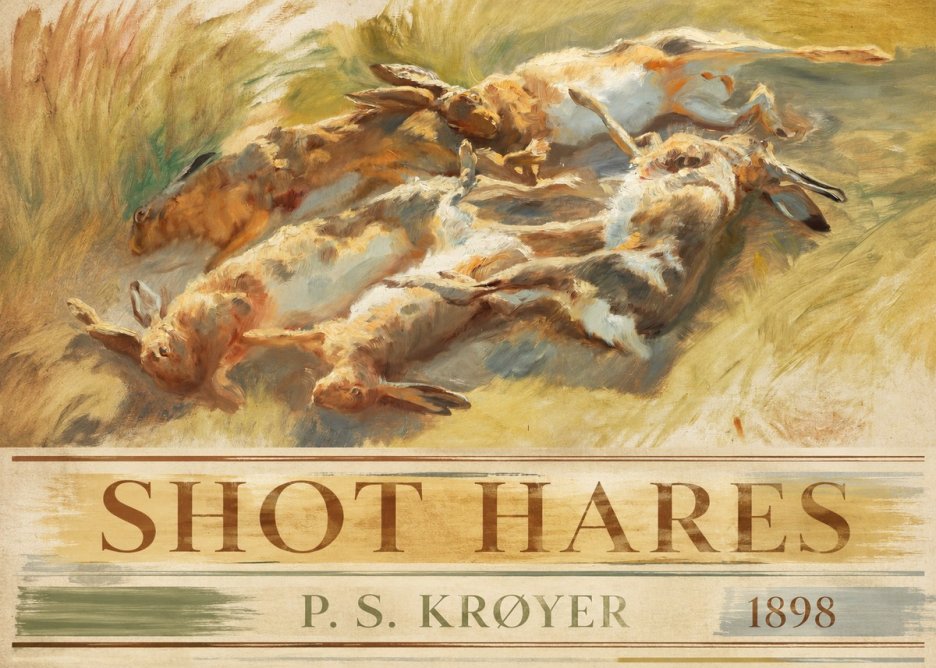 P.S. Krøyer Shot Hares No3 - Juliste