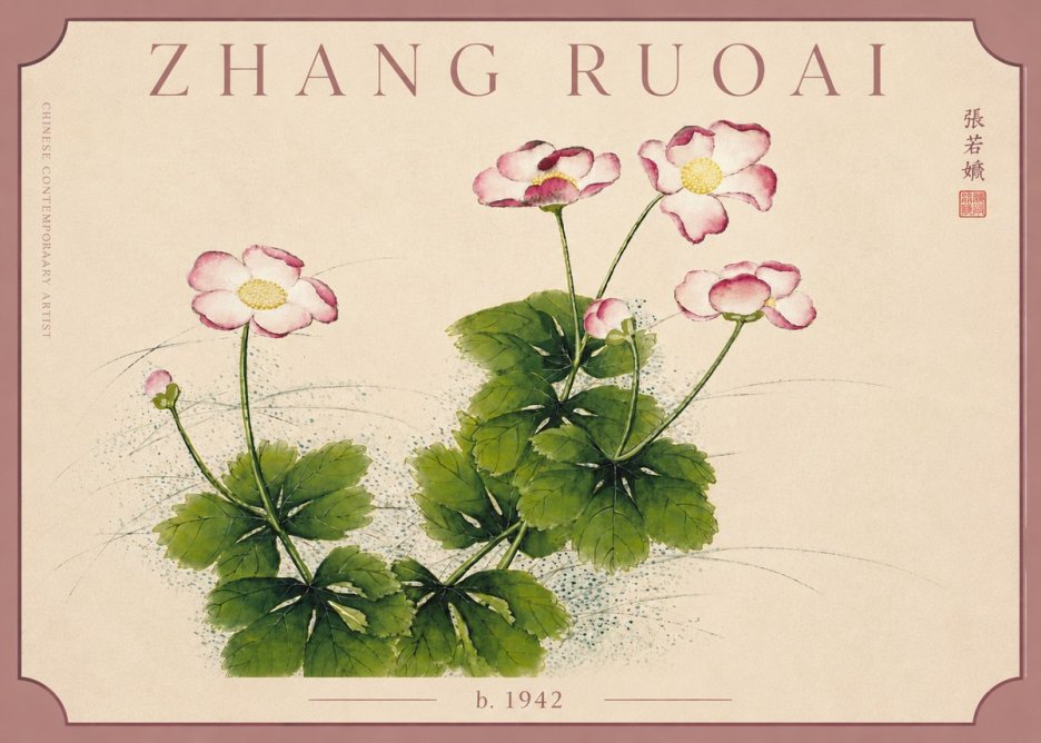 Zhang Ruoai Pink Anemones No5 - Juliste