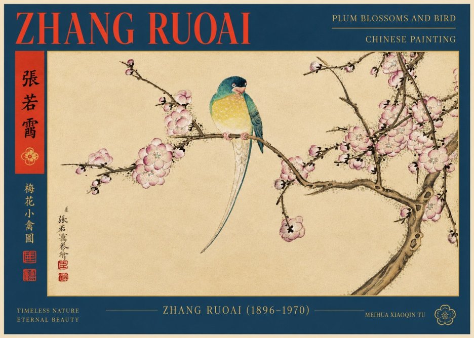 Zhang Ruoai Plum Blossoms and Bird No5 - Juliste