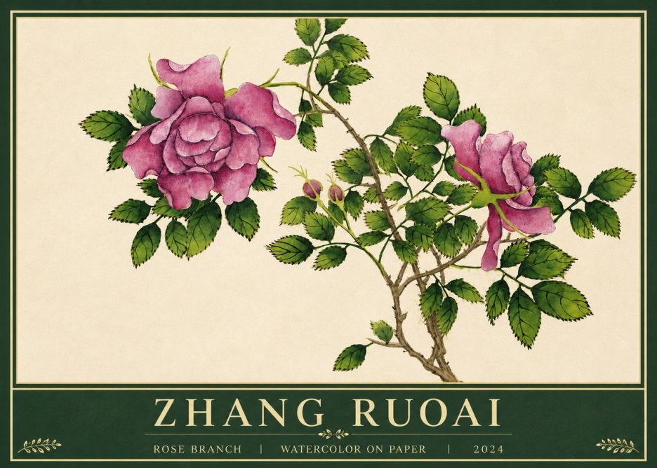 Zhang Ruoai Rose Branch No6 - Juliste