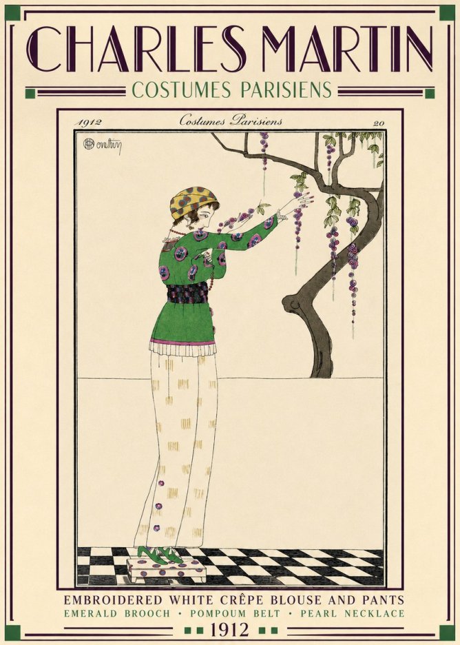 Charles Martin Embroidered White Crêpe Blouse and Pants No3 - Juliste