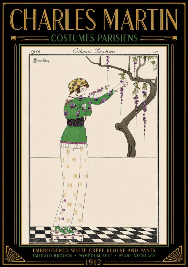 Charles Martin Embroidered White Crêpe Blouse and Pants No4 - Juliste