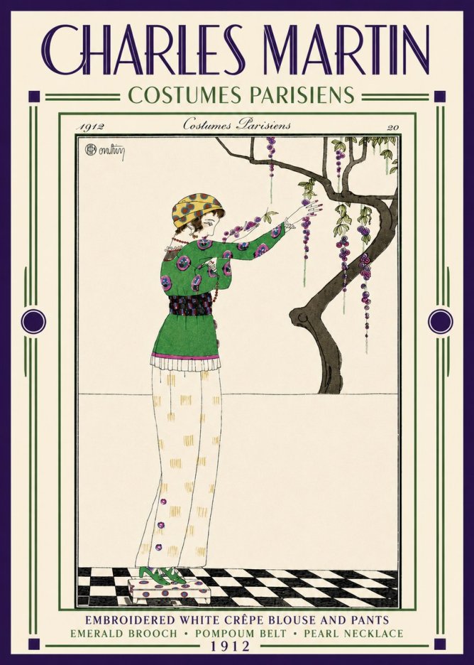 Charles Martin Embroidered White Crêpe Blouse and Pants No5 - Juliste