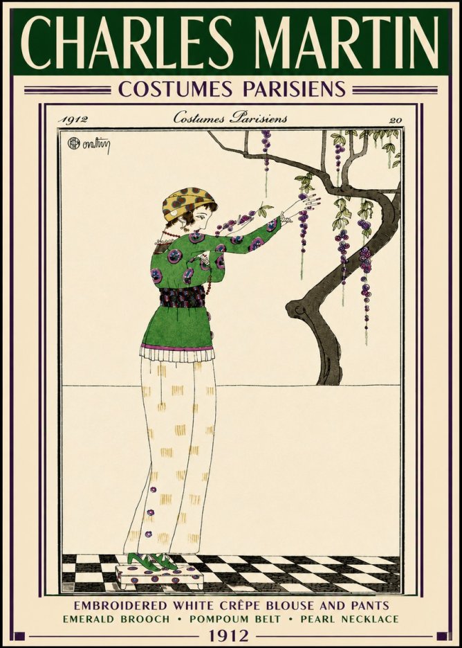 Charles Martin Embroidered White Crêpe Blouse and Pants No6 - Juliste