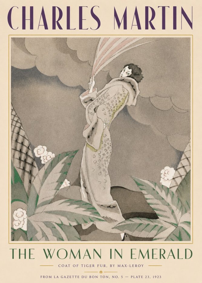 Charles Martin The Woman in Emerald No3 - Juliste
